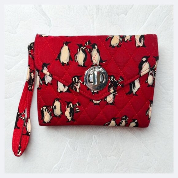 Vera Bradley Playful Penguins Red Pattern Your Turn Smartphone Wallet Wristlet - Picture 5 of 15